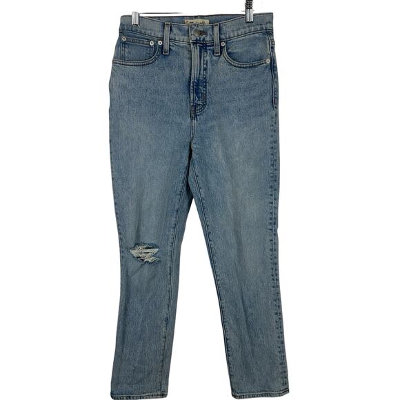 Madewell Jeans Women Size 26 Perfect Vintage Crop Straight High Rise Distressed - Picture 2 of 14